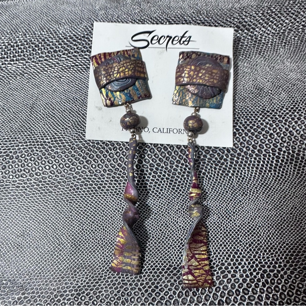 Vintage handmade clay earrings